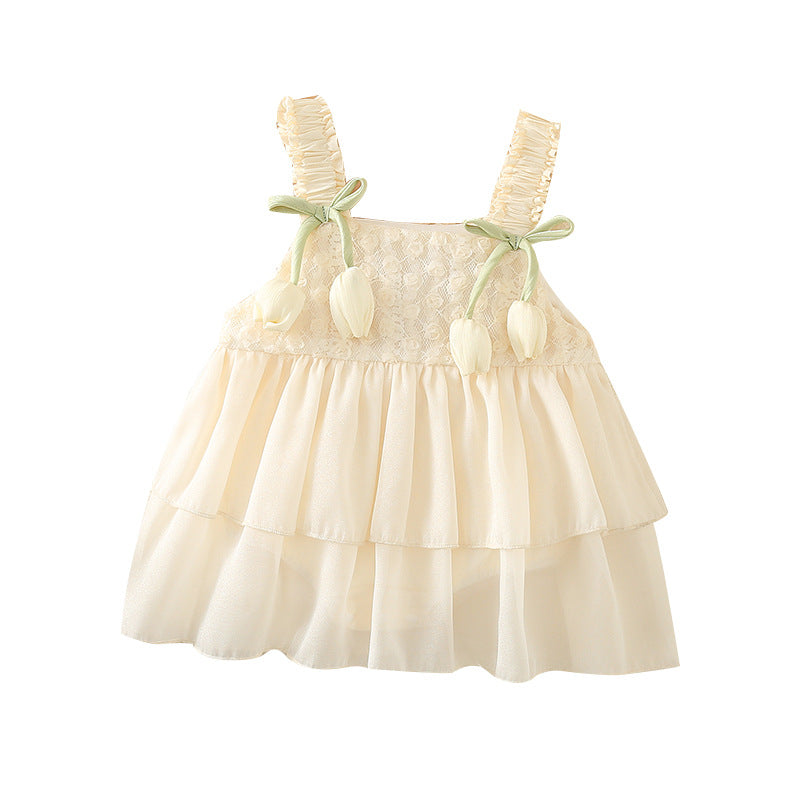 Baby Romper Girl Baby Strap Flower Suit Full Moon Baby