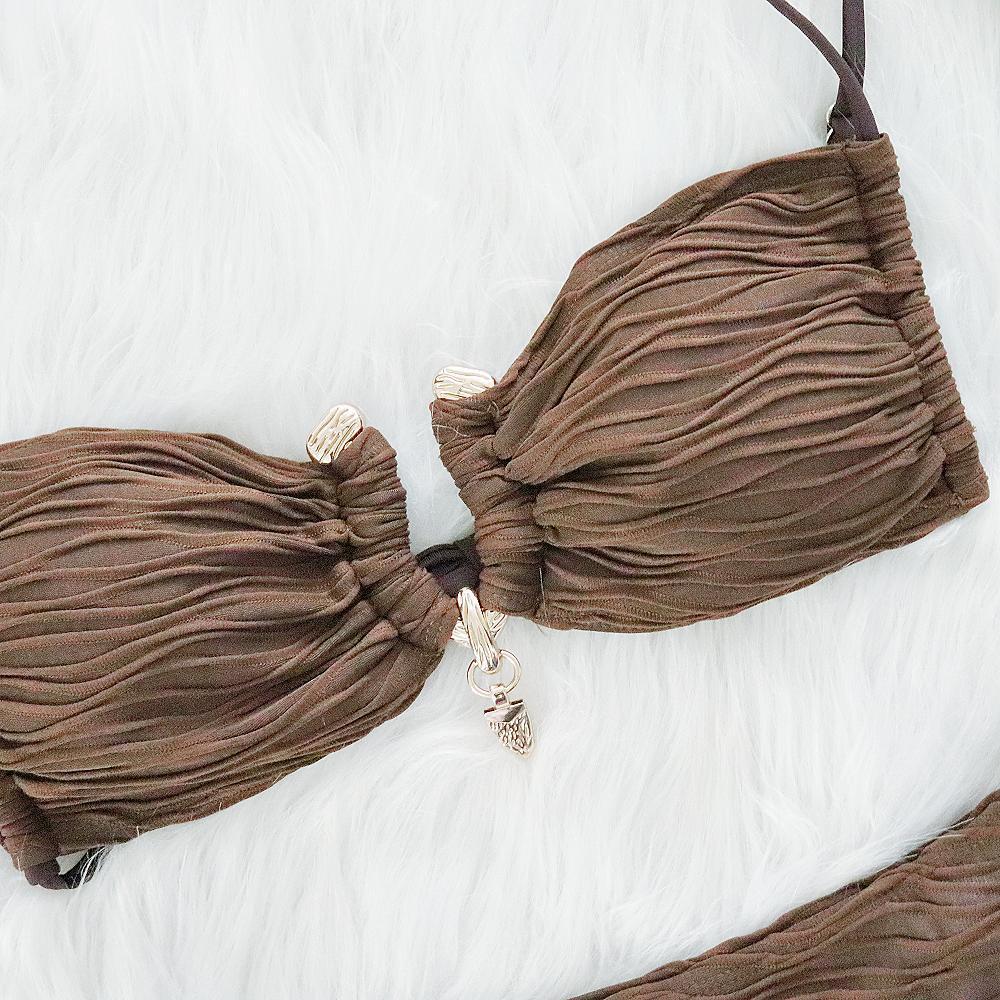 Special textured fabric split swimsuit