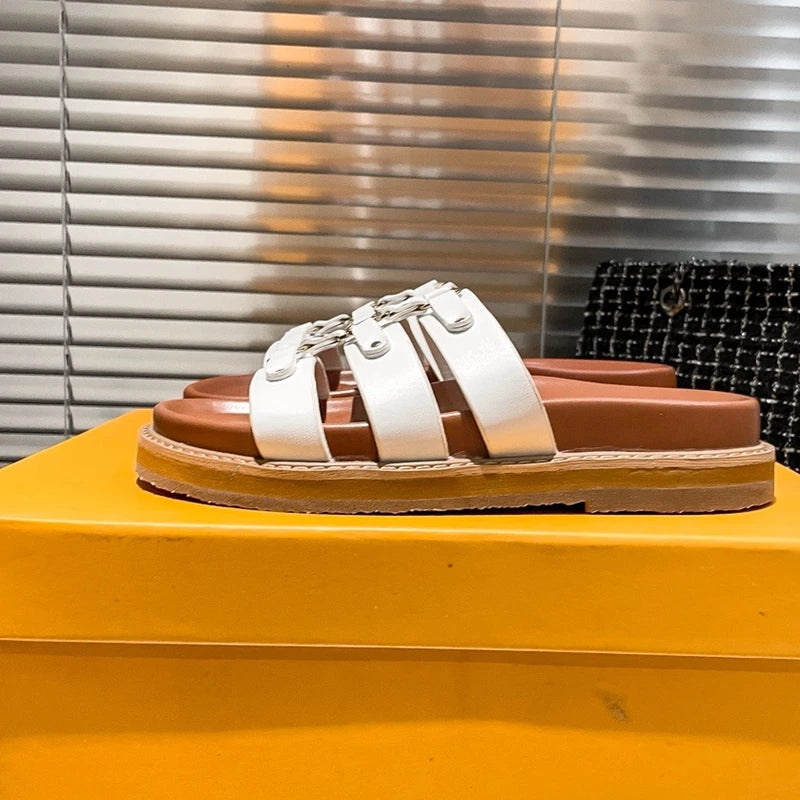Rome Sandals Women Summer Sandals Size 35-41 Women Open Toe Back Strap Flat Platform Beach Sandals Bohemian Girl's Shoes