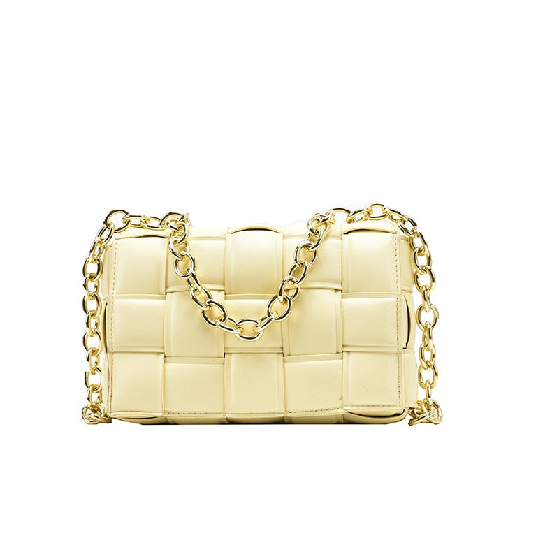 Women Crossbody Bag Weave Flap Bags For Women Quality Leather Thick Chain Shoulder Messenger Bags Female Handbag And Purse