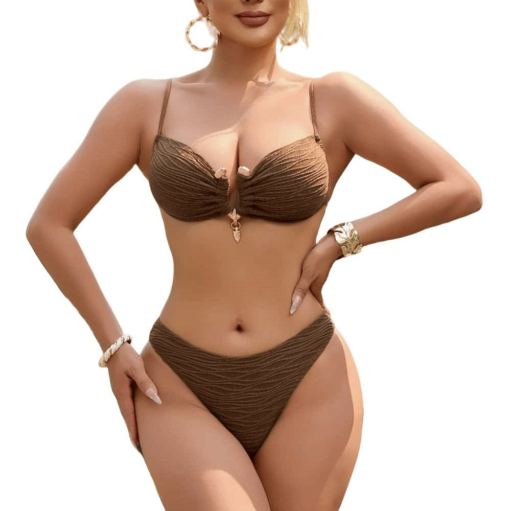 Special textured fabric split swimsuit