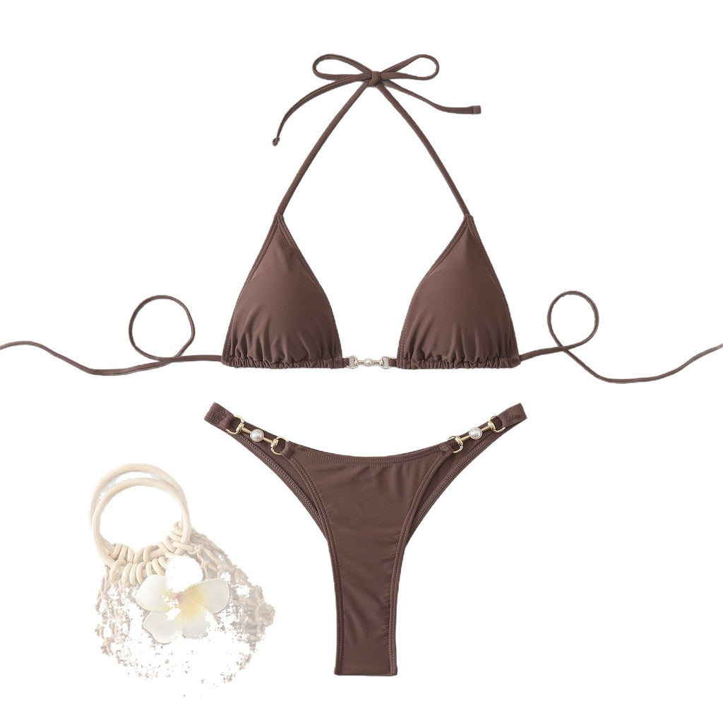 Hanging neck tie hardware accessories nylon bikini