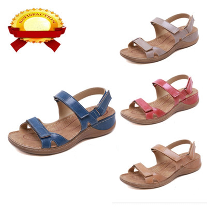 Women Sandals Soft Three Color Stitching Ladies Sandals Comfortable Flat Sandals Open Toe  Beach Shoes