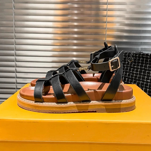 Rome Sandals Women Summer Sandals Size 35-41 Women Open Toe Back Strap Flat Platform Beach Sandals Bohemian Girl's Shoes