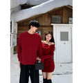 Couples' Autumn/Winter New Style Off-Shoulder Knit Sweater and Dress Trendy ChristmasNew Year Sleeveless Dress with Shoulder Cutout for Men