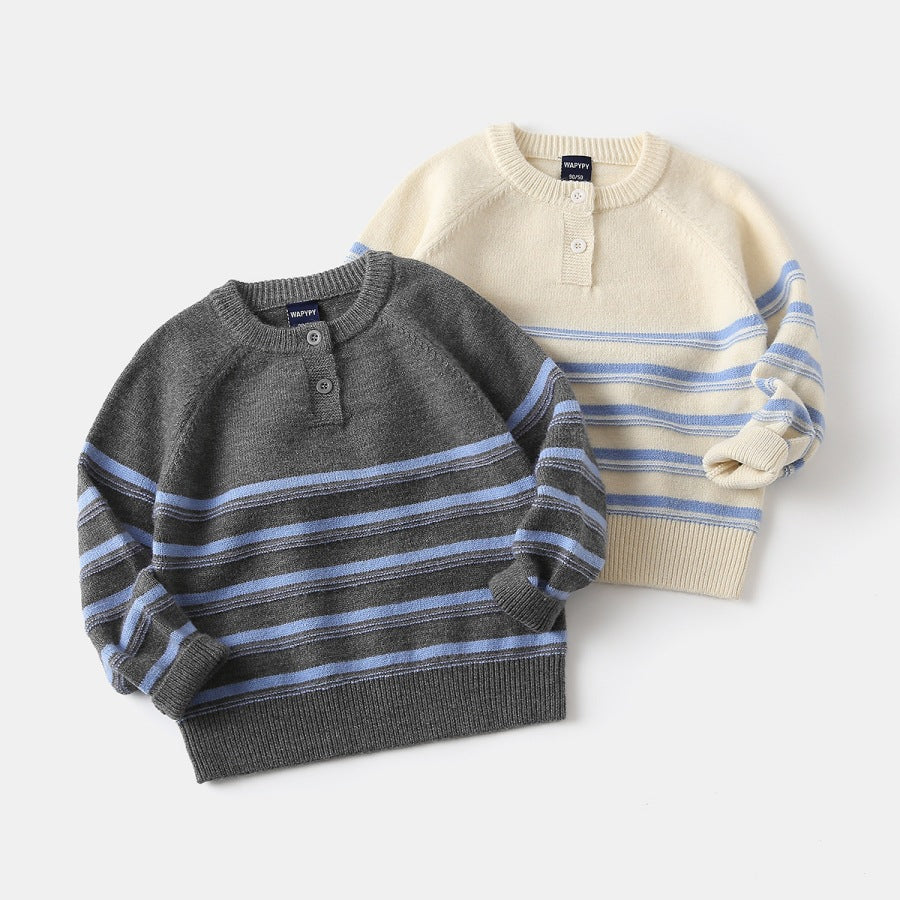 Striped knitted sweater for baby