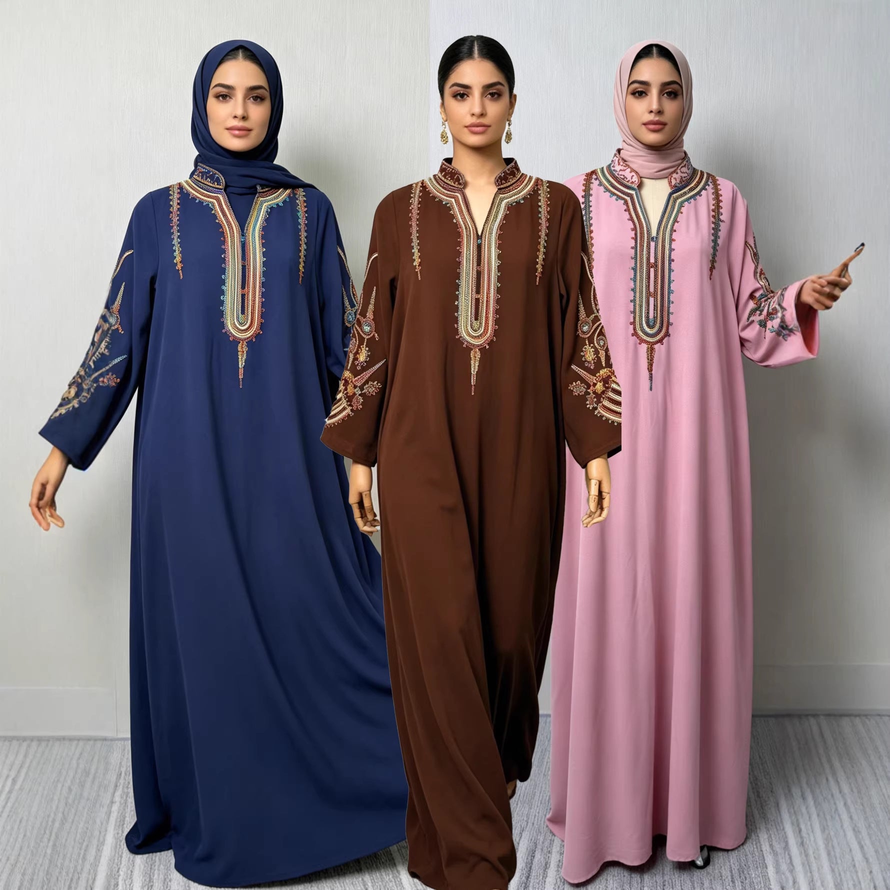 Elegant Embroidered Long Robe Dress for Women Dress