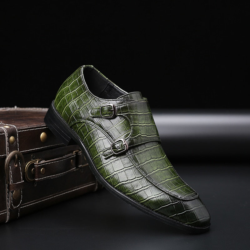 Classic Crocodile Pattern Business Flat Shoes Men Designer Formal Dress Leather Shoes Men's Loafers Christmas Party Shoes