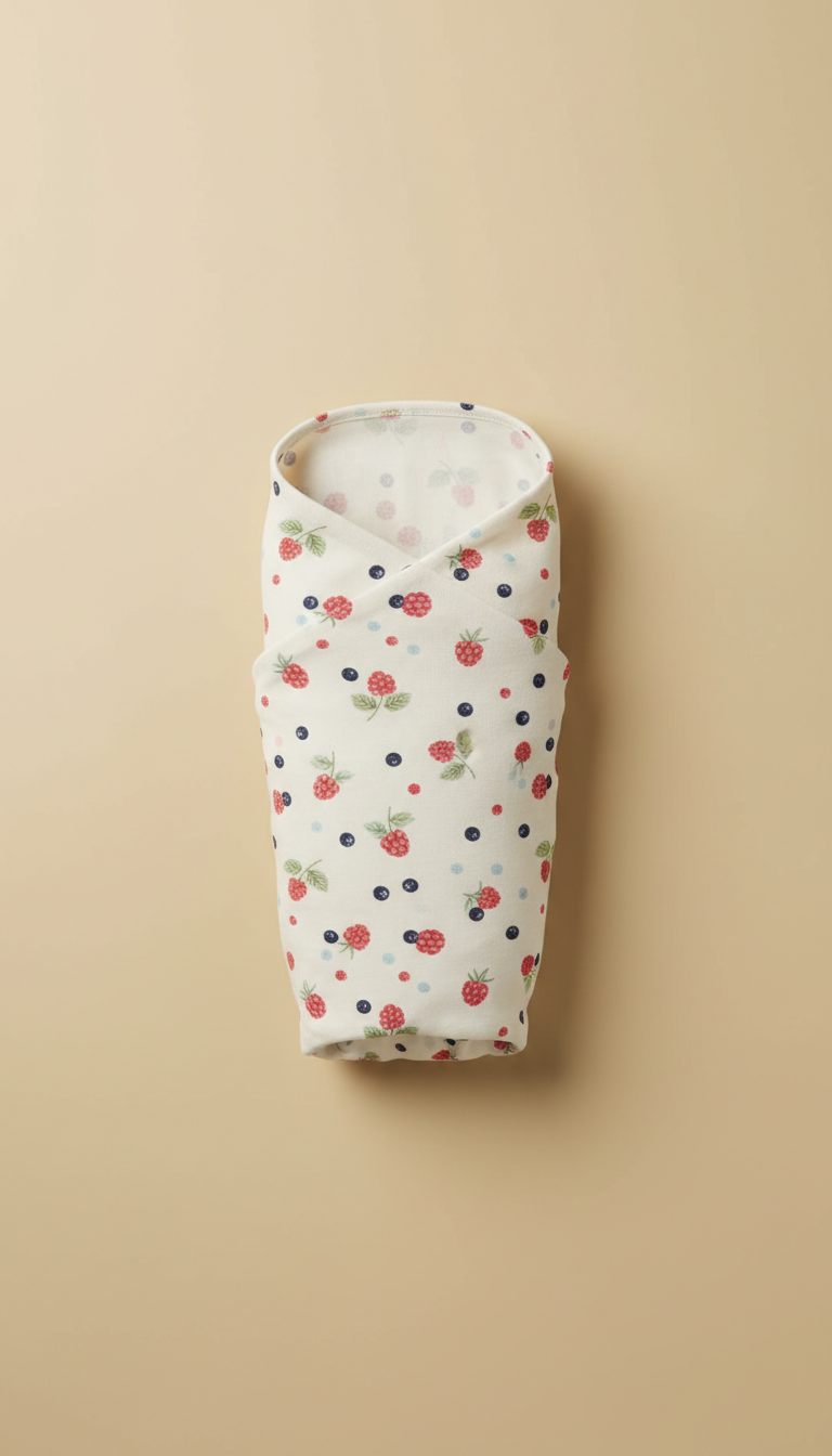 Baby Swaddle with Berry Accents